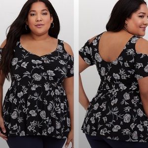 Torrid floral cold shoulder top size 1